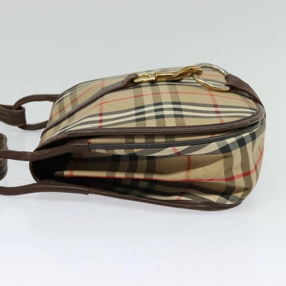Burberrys Nova Check Shoulder Bag Canvas Beige Gold Auth 117545 - Picture 5 of 15